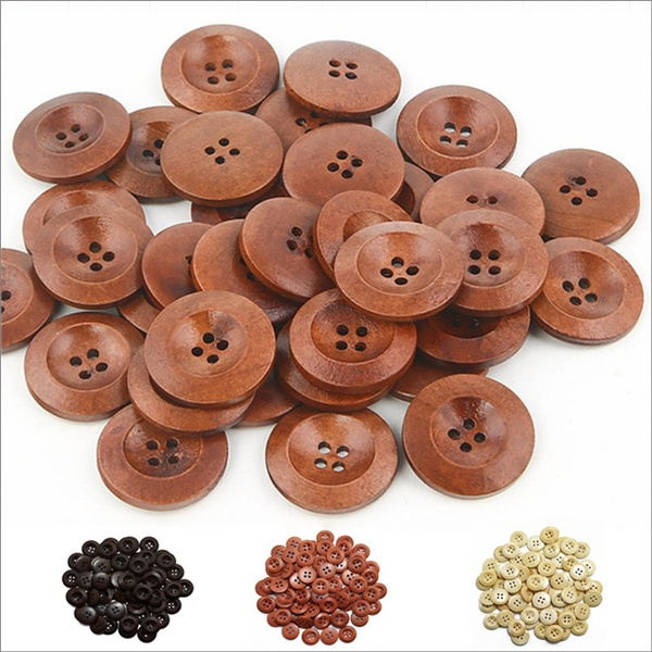 50pcs DIY Crafts 4 Holes Wooden Buttons Sewing Round Clothing Accessories 15 20 