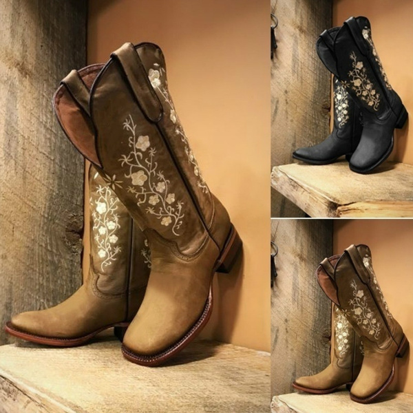 women's tall boots low heel