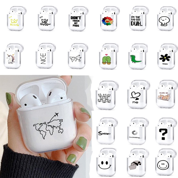 Creative New Transparent Airpods Case Cover Clear Plastic Map