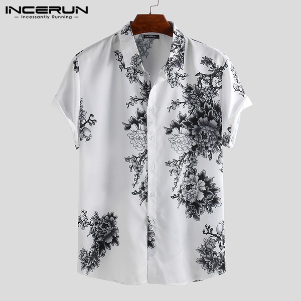 INCERUN 2020 New Men's Floral Short Sleeve Shirts Summer Breathable ...