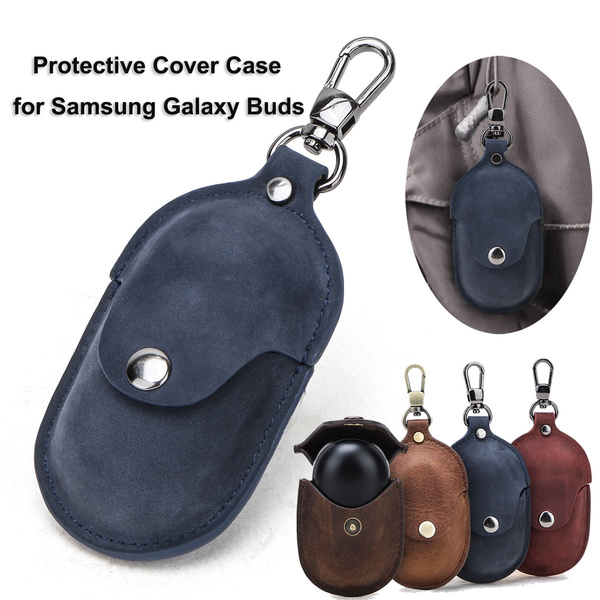 Protective Crazy Horse Leather Case Cover For Samsung Galaxy Buds Shockproof with Loss Prevention Clip for Galaxy Buds Galaxy Buds Plus