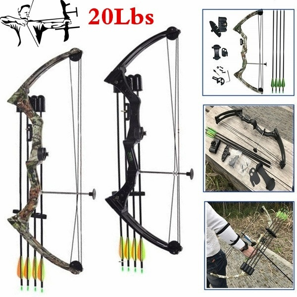 Traditional Compound Bow Black/Camo 20lbs Hunting Archery Fishing Outdoor Right  Hand Bow Practice Bow n100