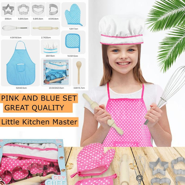 Xisheep Easter Day Home Décor ， DIY Apron Chef Costume Set for Kids Girls Cooking Game for Kids Girls Baking Set Kitchen Dining Bar Multicolor 
