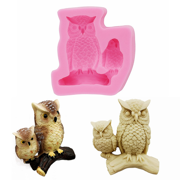 Owl Cameo  SILICONE MOULD Cupcake polymer clay chocolate resin fimo mold 