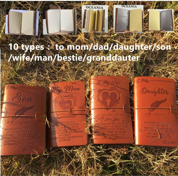 5 Types To My Daughter Son Wife Man Engraved Leather Journal Notebook Diary 