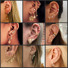 Star, gold, boucle, Stud Earring
