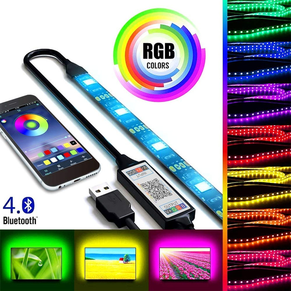 5V USB RGB LED Strip Lights Bluetooth Music Phone Control Dimmable Light Lamp 