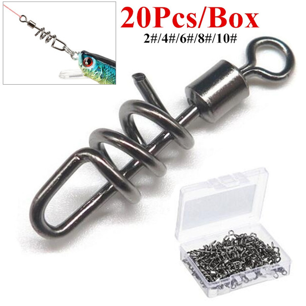 20pcs/Box Fishing Connector Rolling Swivels with Snap 2#-10# for