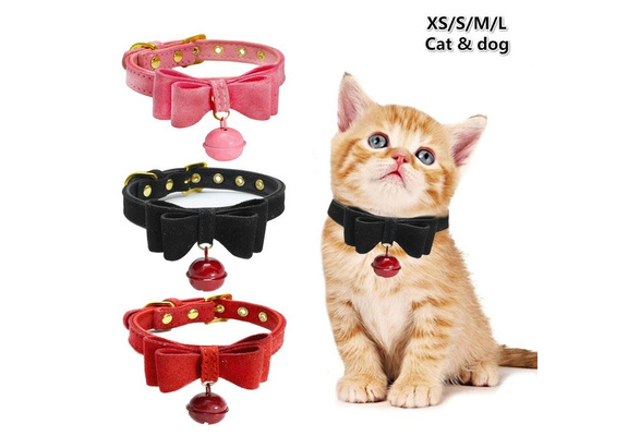 Cat Collar Bowknot Adjustable Safety Personalized pet collar With Bell Pet  Collar for Cats and Small Dogs