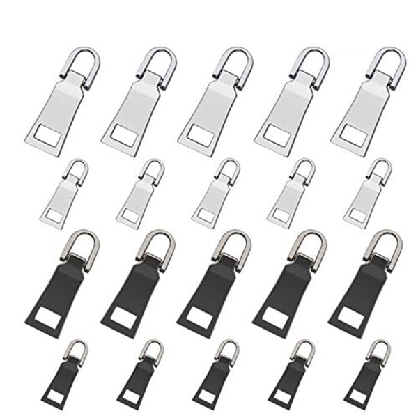 20 Pieces Zipper Pull Tabs Replacement Heavy Duty Zip Fixer Zipper Tags  Repair Pull Tab for Clothes, Suitcase, Backpack, DIY Craft, 2 Sizes, 2  Colors