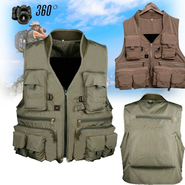 Waterproof New Fishing Vest Outdoor Hiking Hunting Multi Pocket Vest  Waistcoat Men Fishing Jackets