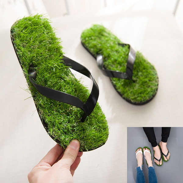 green grass slippers