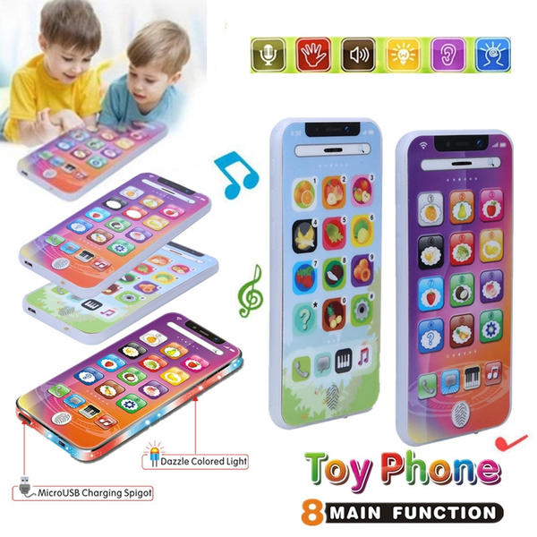 Toy Phone Kids Christmas Educational English Learning Mobile Black/White 