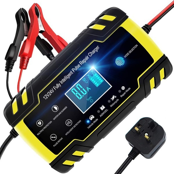 Car Battery Charger, 12V/24V 8Amp Intelligent Automatic Battery Charger