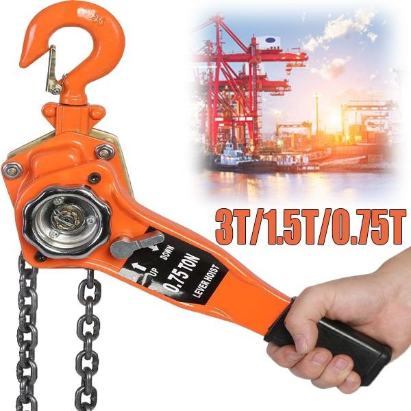 Heavy Duty Alloy Steel 1 Ton 2200Lbs Capacity Manual Hand Engine Lever Block Chain Hoist Pulley Tackle Hoist Winch Lift W/Hook 1 Ton 10FT Lift Red