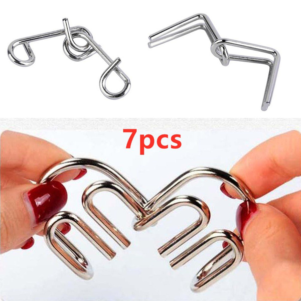 7pcs/Set IQ Test Toys Funny Mind Game Portable Brain Teaser Metal Wire  Puzzles Magic Trick Compact Puzzle Ring Toy | Wish