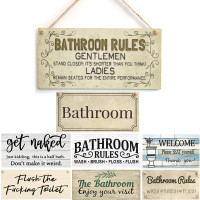 Hanging, Wall Art, Decorative Wood Sign Home Bathroom Toilet Decor WC ...