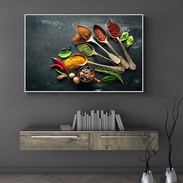 Modern Kitchen Wall Art Canvas Painting, Dining Room Wall Pictures