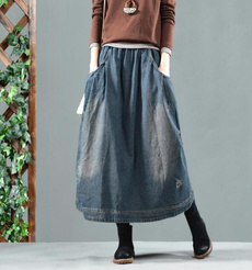 Waist, long skirt, Fashion, looseskirt