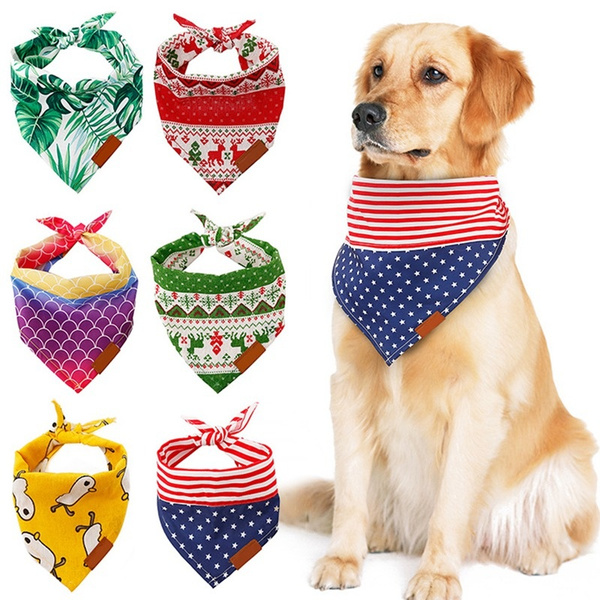 New Christmas Dog Bandana Adjustable Cat Dog Bib Tropical Rainforest Style Cute  Puppy Dog Scarf Dog Bandanas