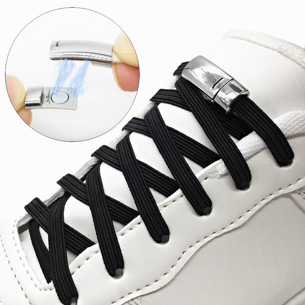 New Magnetic Quick Elastic Locking No Tie Shoe Laces Strings Kids Adult Sneakers 