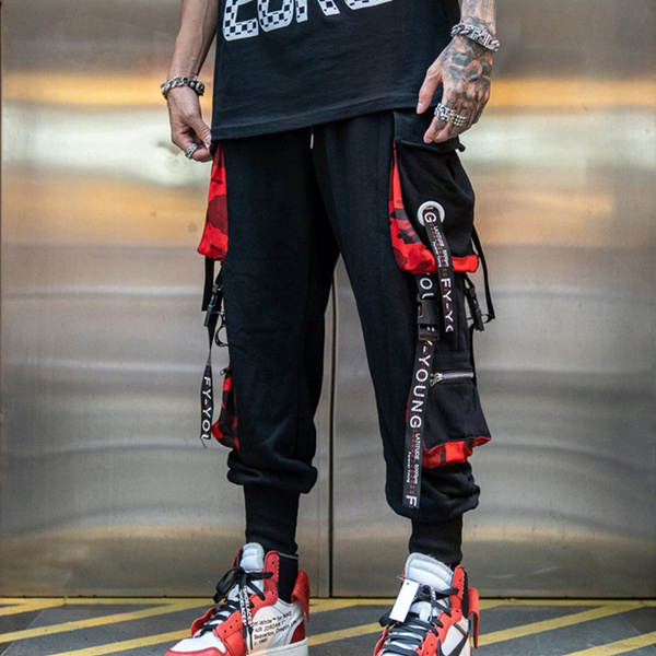 Homme Porte-jarretelles Pocket Harem Pants Hip Hop Street Cargo Fashion Jogging Chaud 