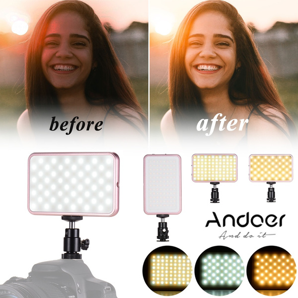 Andoer Luce Video LED Portatile 3000K-5600K Dimmerabile Per DSLR, Videocamera, Vlog E YouTube