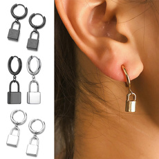 Mens Earrings, Steel, lockearring, punk earring
