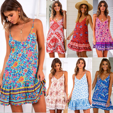 Swing dress, maxi summer dresses, Floral print, Necks