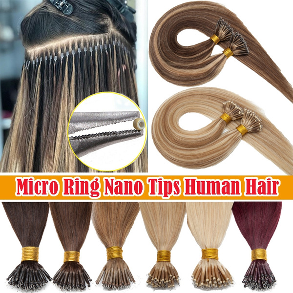 1624Inches Straight Micro Beads Nano Ring Human Hair Extensions Soft&Invisible Remy Hair Can Be