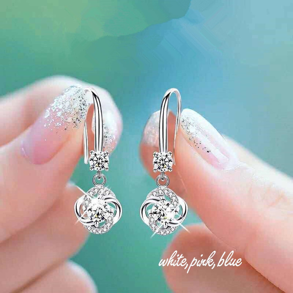 American Diamond (AD) Silver Necklace Earrings Tikka Set – Amazel Designs