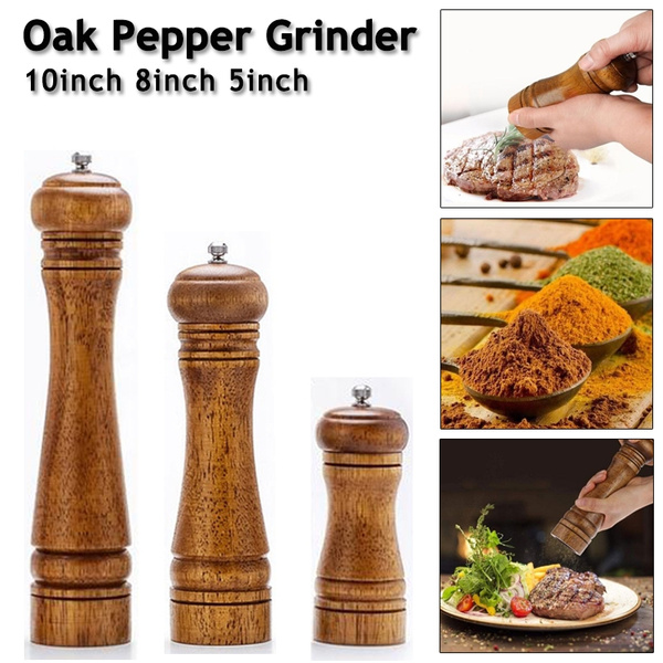 Manual Salt Pepper Grinder Oak Wood Pepper Mill Spice Salt