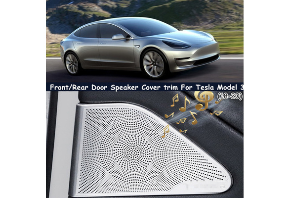 For Tesla Model 3 Black A Pillar Front Door Stainless Speaker Cover 2PCS
