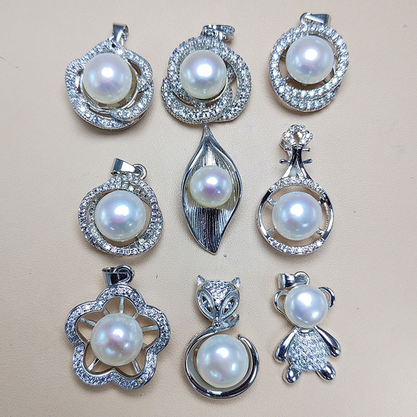 100 Freshwater Pearl Pendant 925 Sliver Pendant Diy Pearl Necklace For Women Fashion Jewelry Without Chain Xmas Wedding Gift 1pcs Lot Wish