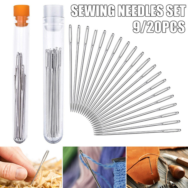 9 Large Eye Stitching Needles 3 Sizes Big Eye Hand Sewing Needles with  Clear Storage Tube