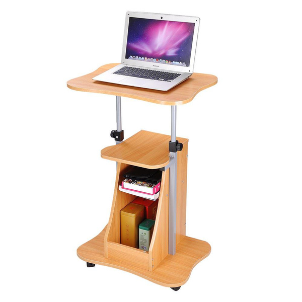 Yescom Rolling Mobile Stand Laptop Desk Cart Height Adjustable Storage ...