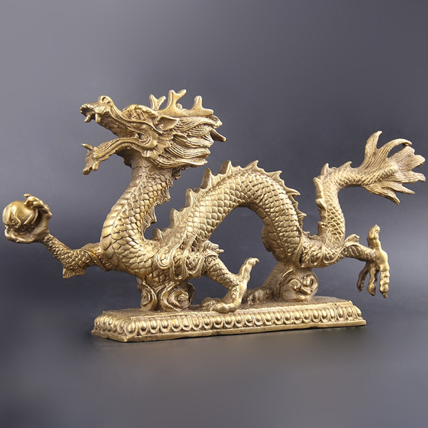 Opening bronze dragon blue dragon decoration Hanlong Shenlong base ...