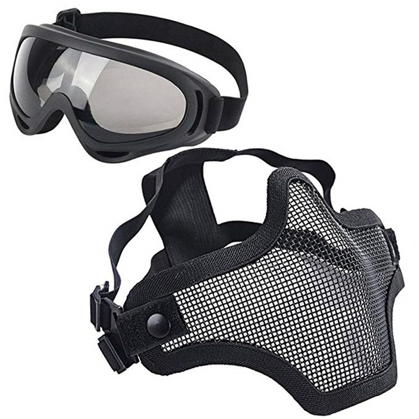 Windbreaker Glasses +Masks Adjustable Strike Steel Metal Mesh Lower