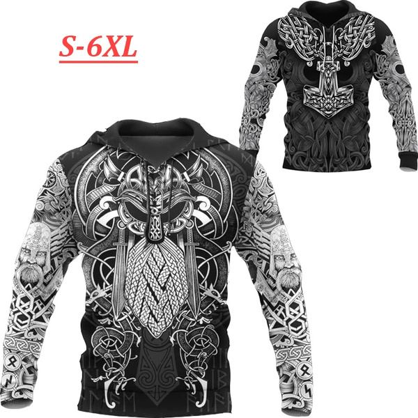 New Fashion Men Hoodies 3D Printed Tattoo Viking Hoodie