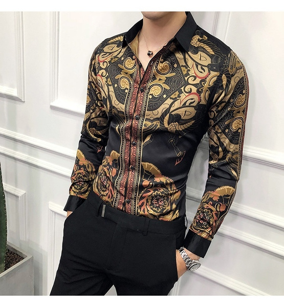 casual totem print long sleeve shirt