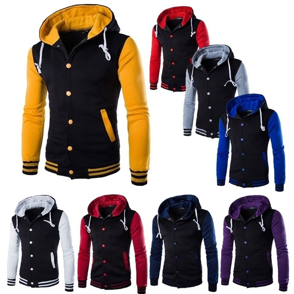8 Colors Men's Baseball Jacket Hooded Jacket Eight Colors Slim Short