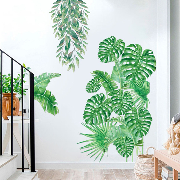 Tropical Leaves Green Plant Wall Stickers Decal Nursery PVC Art Mural Home Decor