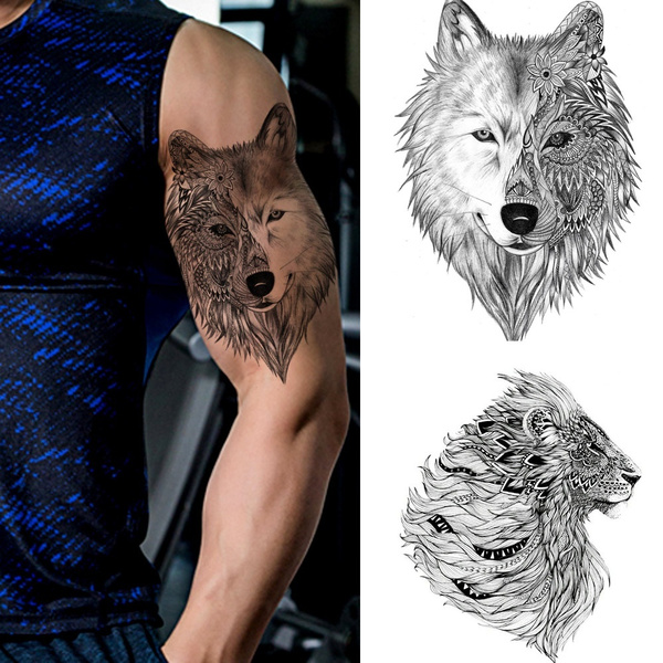 Animal Sleeve Tattoo  Lion Wolf Temporary Sleeve Tattoos  neartattoos