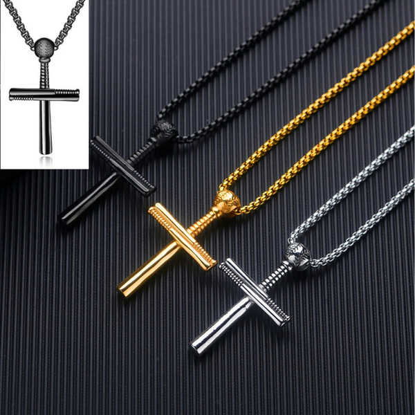 ORENTINI 3.5MM 18K Gold Plated Sport Baseball Cross Necklace Crucifix  Pendant on 24