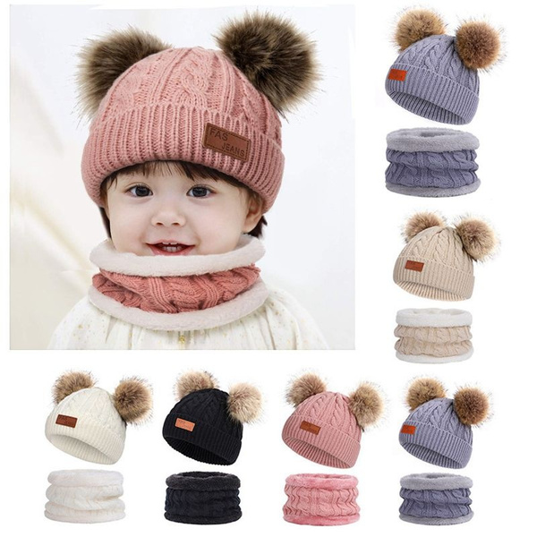 Winter Warm Baby Kids Girl Boy Toddler Wool Crochet Beanie Hat Cap For 0-3 Years 