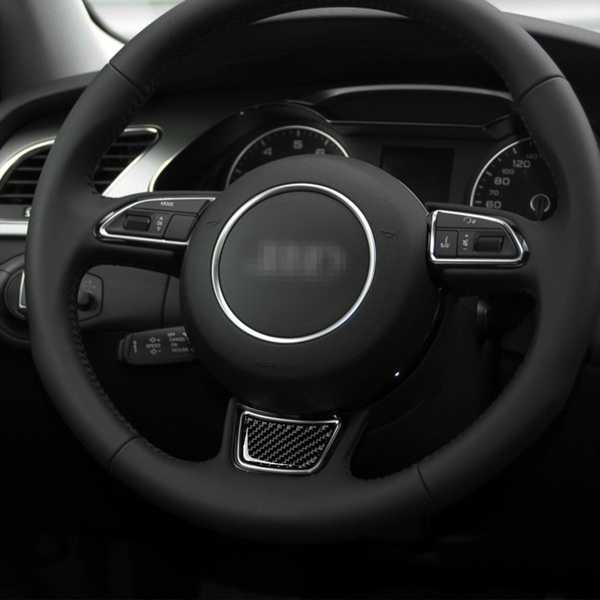 Carbon Fiber Car Steering Wheel Decorative Cover Trim For Audi A6 C7 2012-2018 