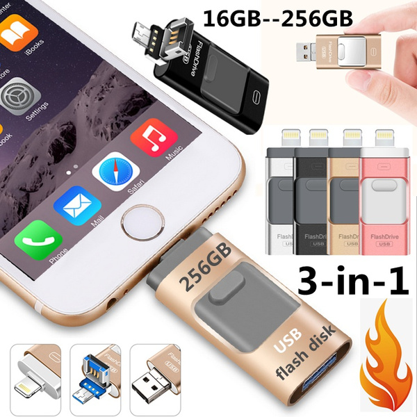256GB USB 3.0 Flash Drive 3-in-1 Photo Stick for Android Phones