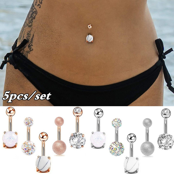 Amazon.com: Moon Belly Rings Gold Plated Cute Sexy Belly Button Ring  Surgical Steel CZ Star Belly Piercing Jewelry 14G (Gold) : Clothing, Shoes  & Jewelry