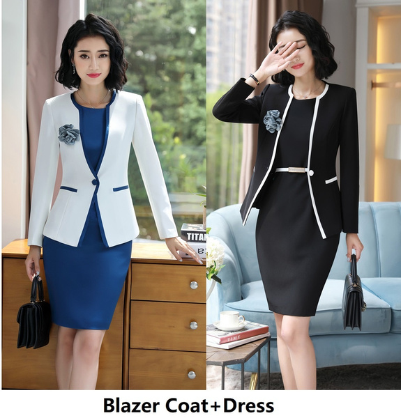 Suits: Elegant Black And White Skirt Suit / Skirt And Blazer Suit / Womens  Skirt Suit / Formal Set / Women Set / Women Suit / Black And White Suit