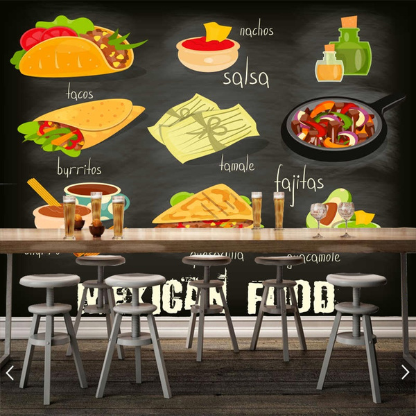 Custom papel de parede 3d, Mexican traditional food mural for restaurant  kitchen background decoration wallpaper | Wish